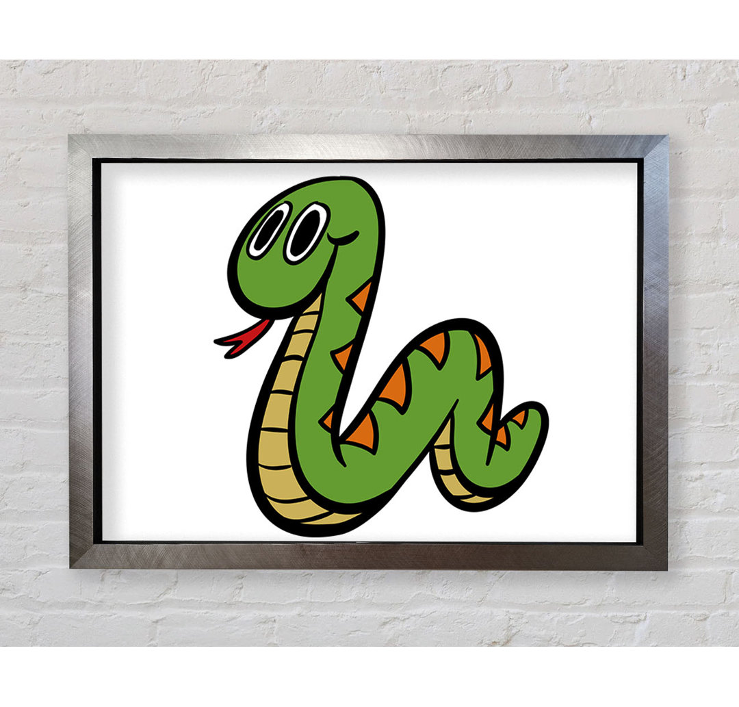 Gerahmtes Leinwandbild Cartoon Snake in Flieder