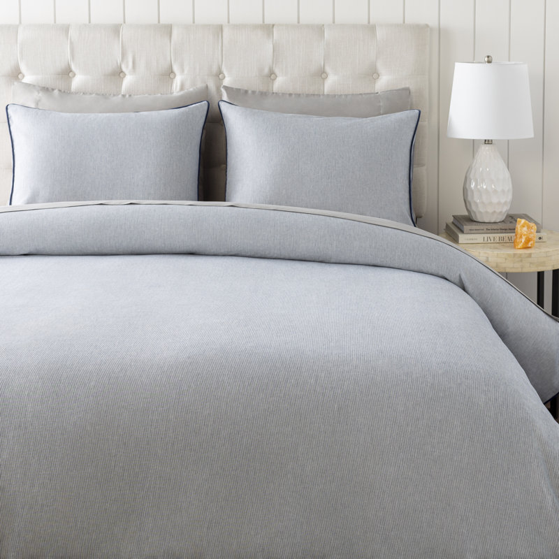 Jessie Rustic Linen Duvet Cover, Queen, Gray