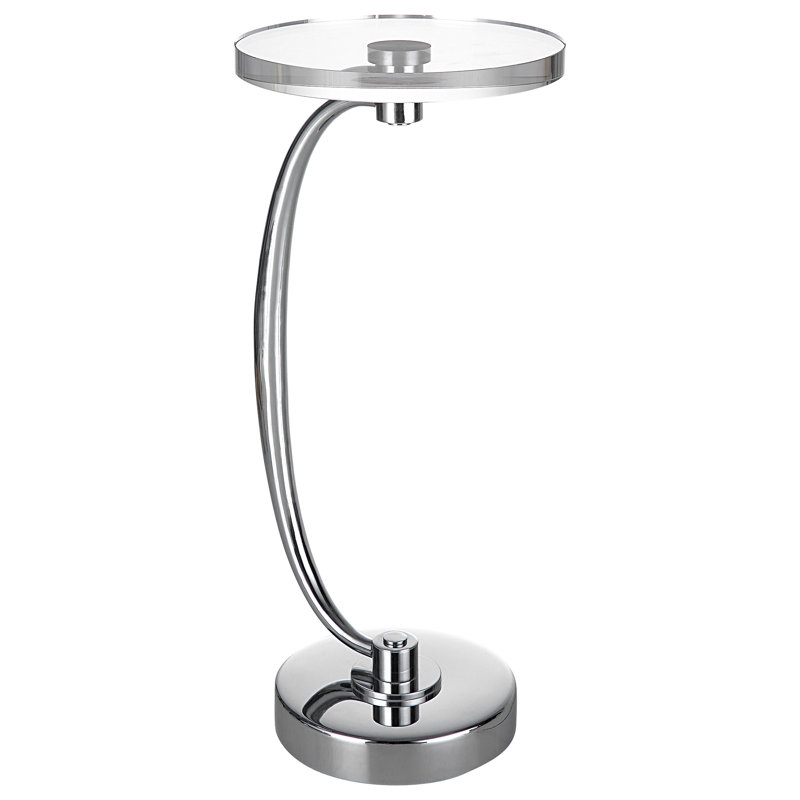 Shura Glass Top End Table, Silver