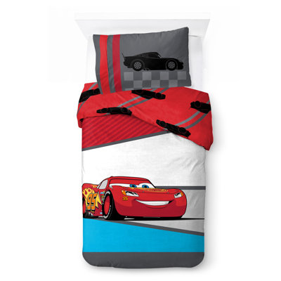 Red/Grey/White 100% Cotton 144 TC Reversible 2 Piece Duvet Cover Set