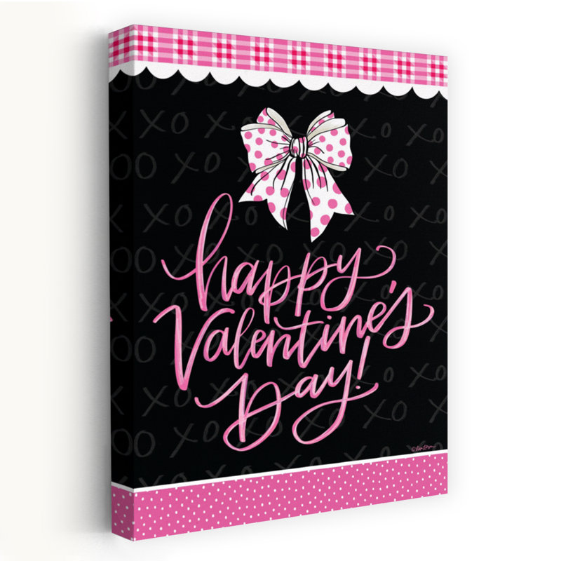 Joyeuse Saint-Valentin - art contemporain à motif d'arc rose Xo, H 48 po x l 32 po