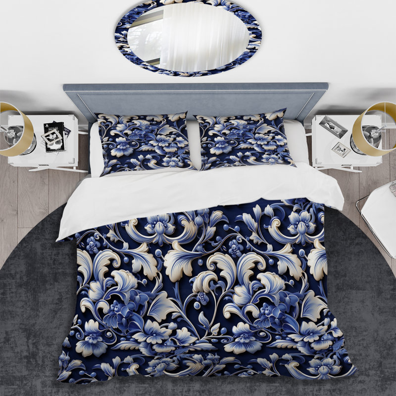 Ensemble de housse de couette bleu Victorian Neo Gothic Victorian, Housse de couette pour très grand lit et 2 très