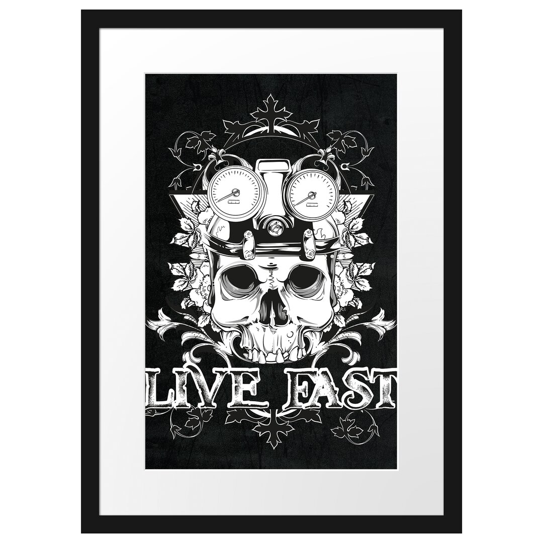 Gerahmtes Poster Live Fast Black