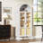 Arched Cabinet with Glass Doors,Height Adjustable Shelf and 2 Drawers-293843855