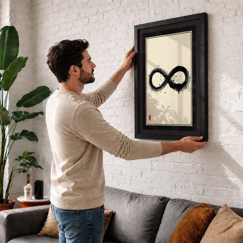 Infinity in Stillness Japandi - Framed Print, A1 - 84.1 x 59.4 cm, Black