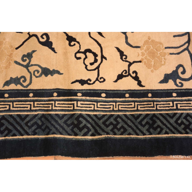 One-of-a-Kind Rectangle 6' x 8'2" 1900s Rectangle Wool Area Rug in