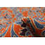Tapis décoratif en laine noué à la main de conception unique 6 pi x 8 pi 1 po de couleur orange brûlé/bleu