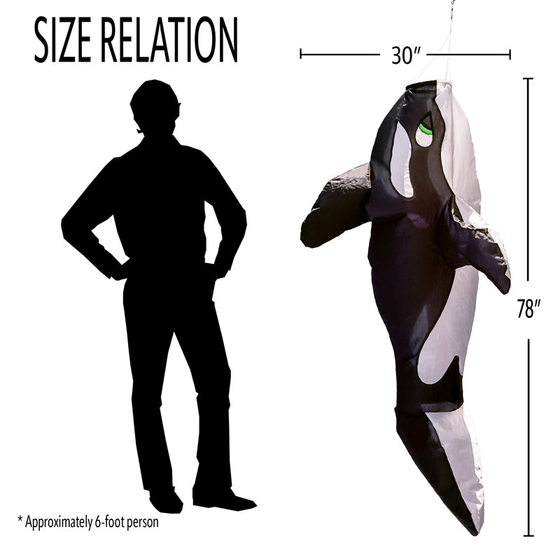 Large Black and White Orca 3D Windsock