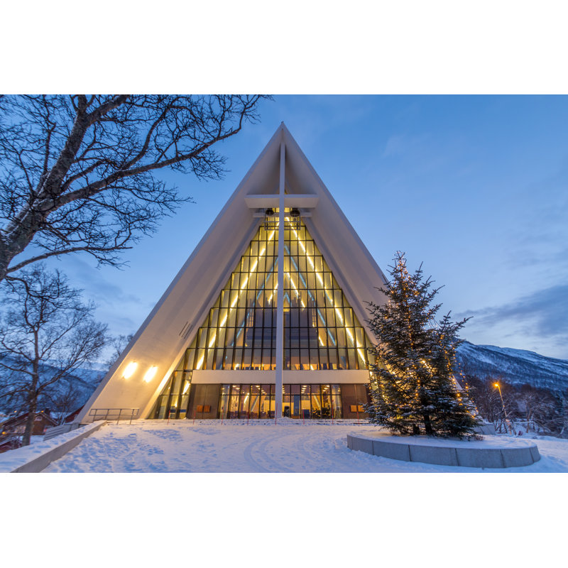 Tromso Cathedral During Christmas - Wrapped Canvas Print, 20cm H x 30cm W x 3.8cm D