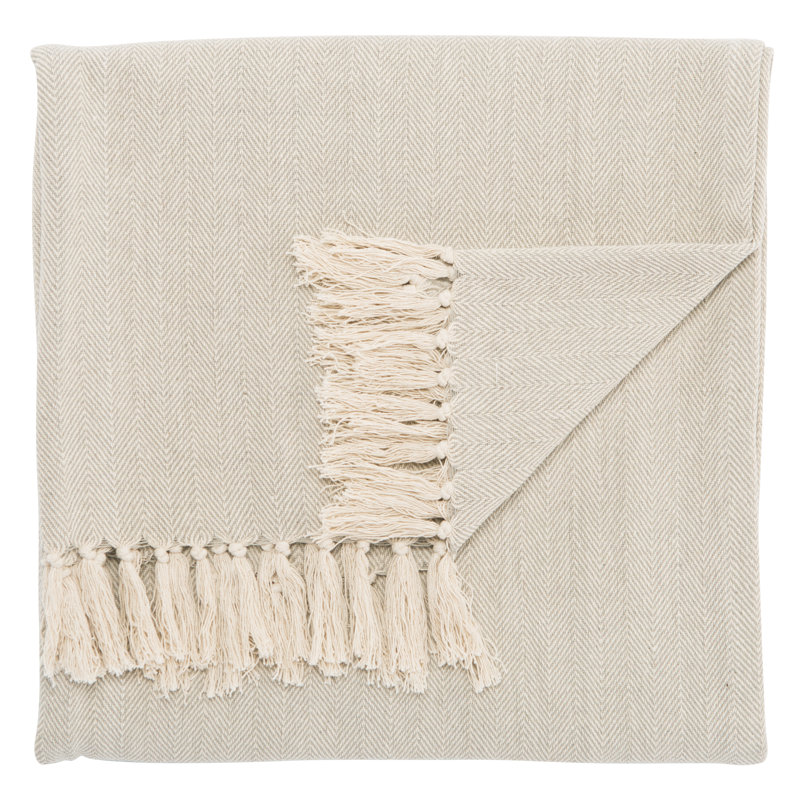 Seabreeze Hand Woven Throw Blanket, Gray/Cream