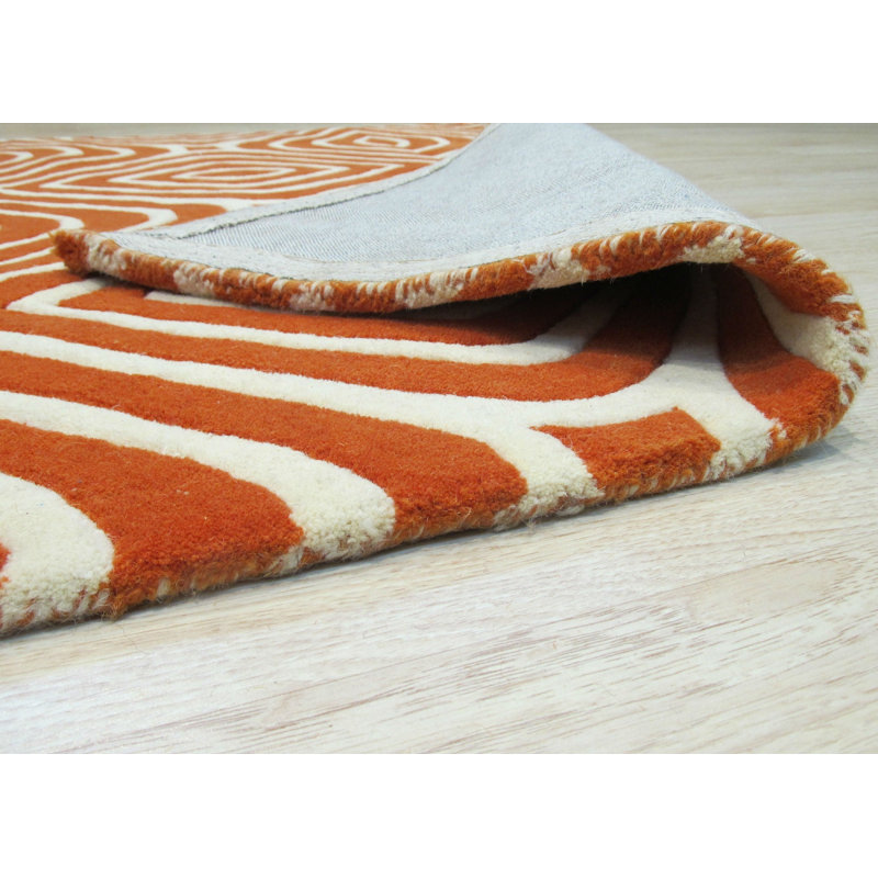 Tapis orange en laine touffeté à la main Marla, Rectangle 8 pi x 5 pi