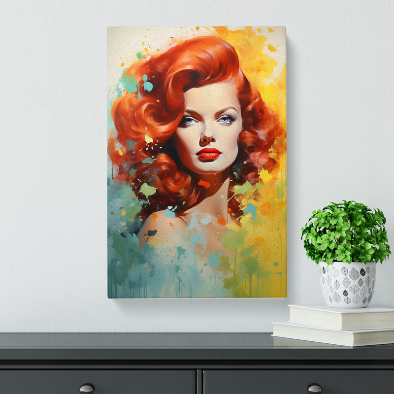 Red Headed Woman Colour Field No.2 - No Frame Print, 76cm H x 50cm W x 3cm D