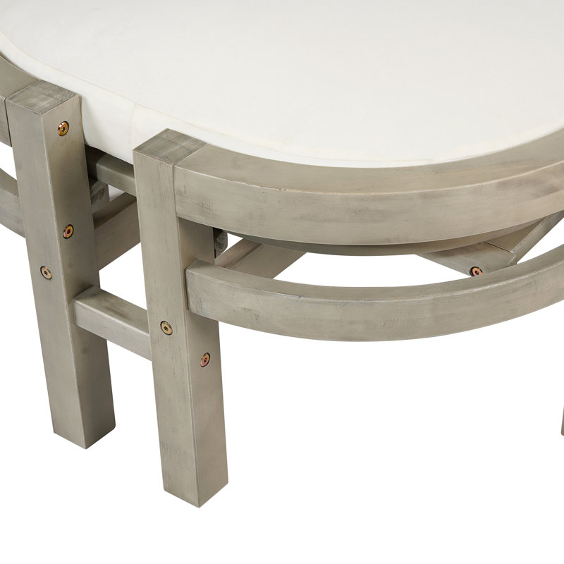 Méridienne de patio en bois massif de 78 po de hauteur L 78 po, avec coussin et dossier arqué réglable à 5 positions, fauteuil inclinable incurvé pour la piscine, la terrasse ou la cour