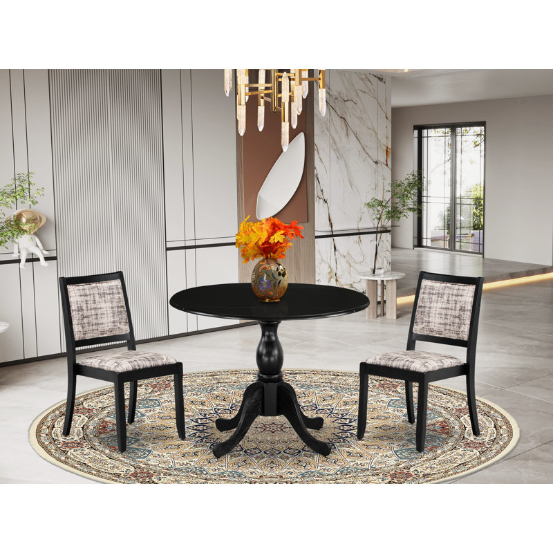L'ensemble de salle à manger comprend une table ronde et des chaises empilables en polyester, noir, 3