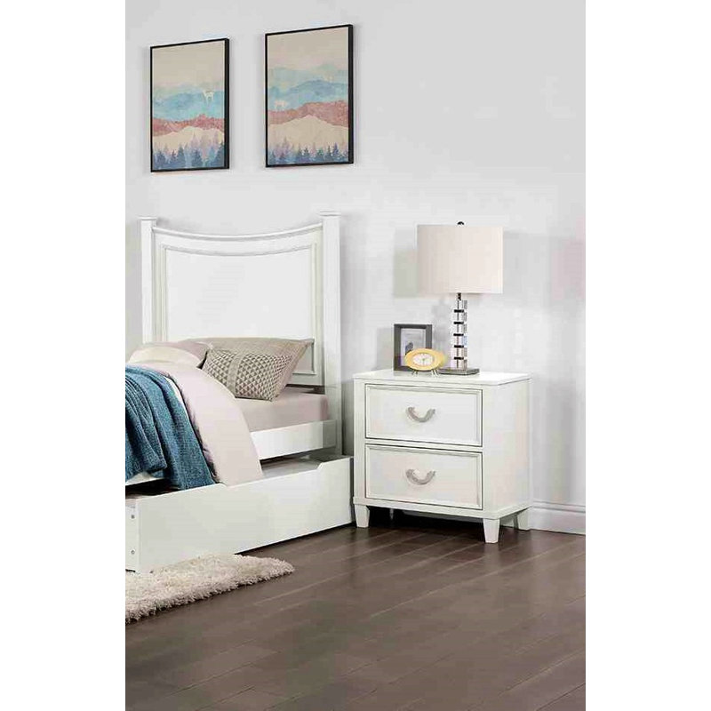 Table de chevet en bois massif Transition, Blanc