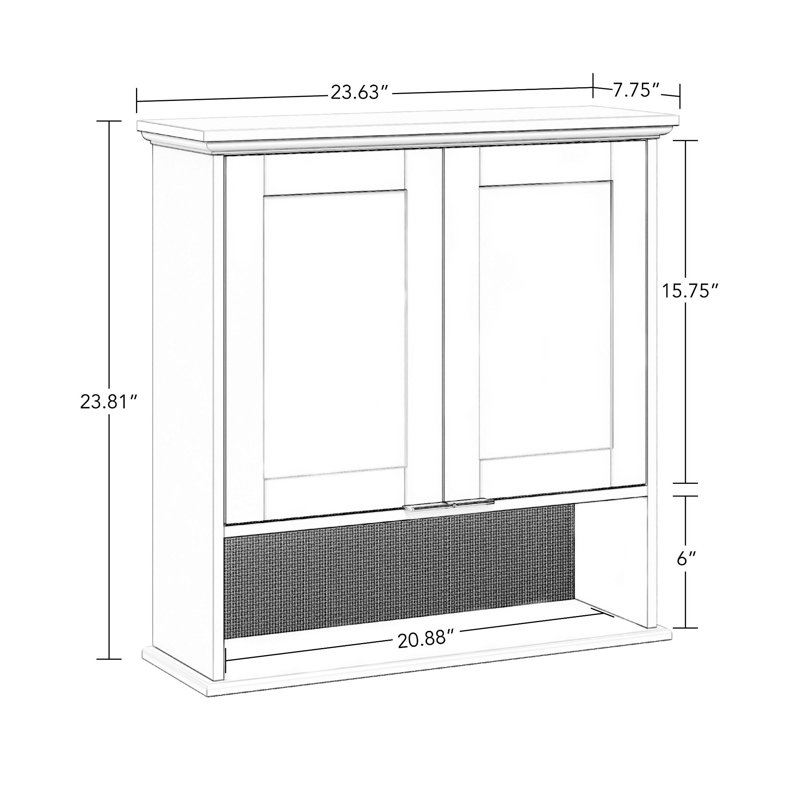 Shorewood Two-door Wall Cabinet With Rattan Backboard – White