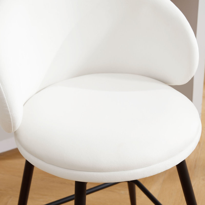 25" Swivel Upholstered Counter Height Bar Stools, Cream