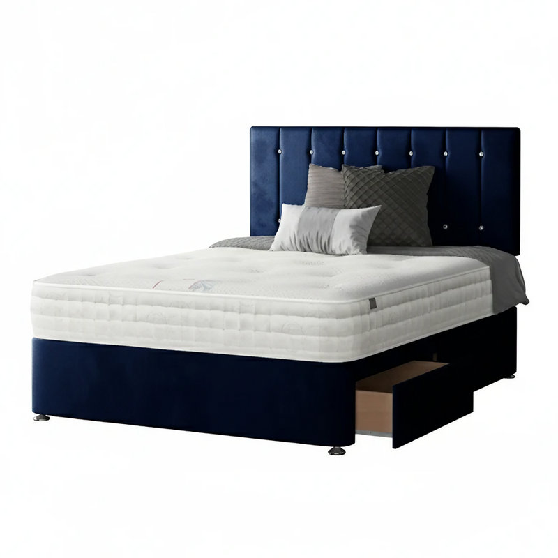 Fairley Divan Bed Base, Royal Blue, No Drawers, Single (3')