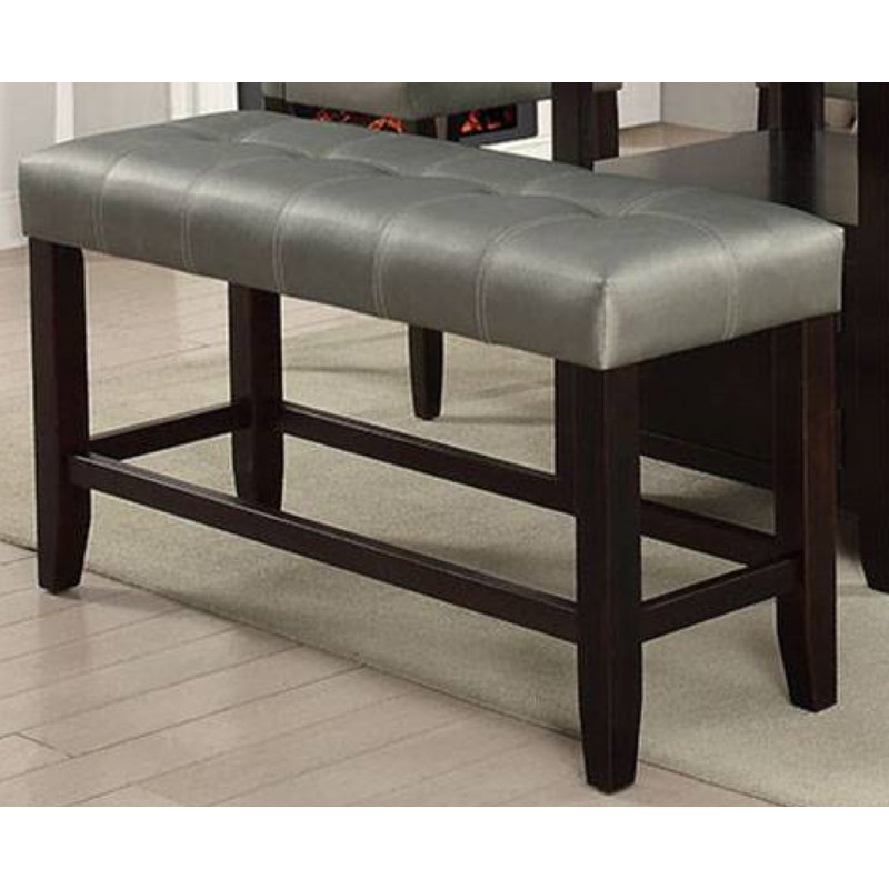 Abramnni Faux Leather Upholstered Bench, Silver/Dark Cherry