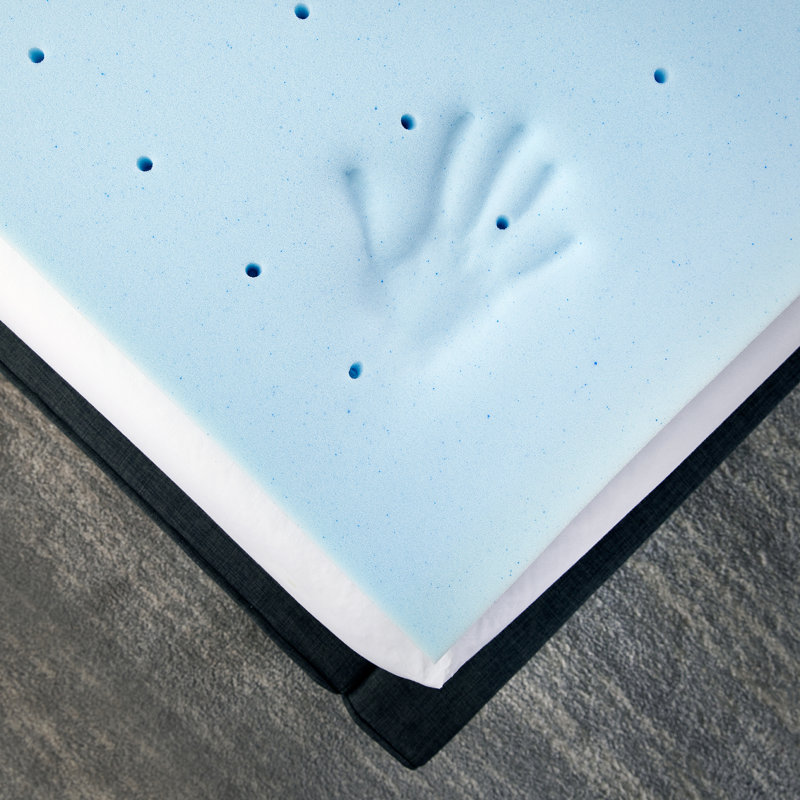 Twin XL Blue Gel-Infused Memory Foam Mattress Topper