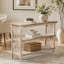 Console rustique à 3 niveaux avec détails d'inspiration gothique, table d'entrée en bois de 47,24 po de long pour le salon et le couloir