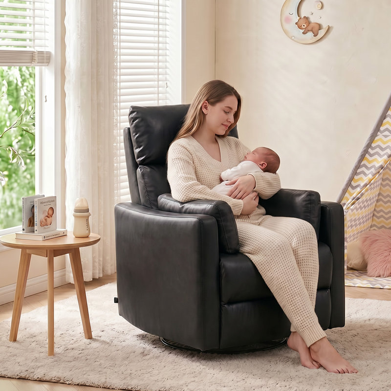 Fauteuil inclinable électrique berçant, fauteuil inclinable avec coussins réglables, accoudoirs ronds et port USB