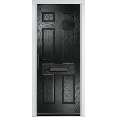 Crystal GRP Front door Muirfield solid Agate Grey 890mm x 2090mm Open in Left hand None Glass