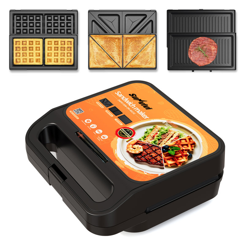 1000W 3 In 1 Sandwich Maker, Black