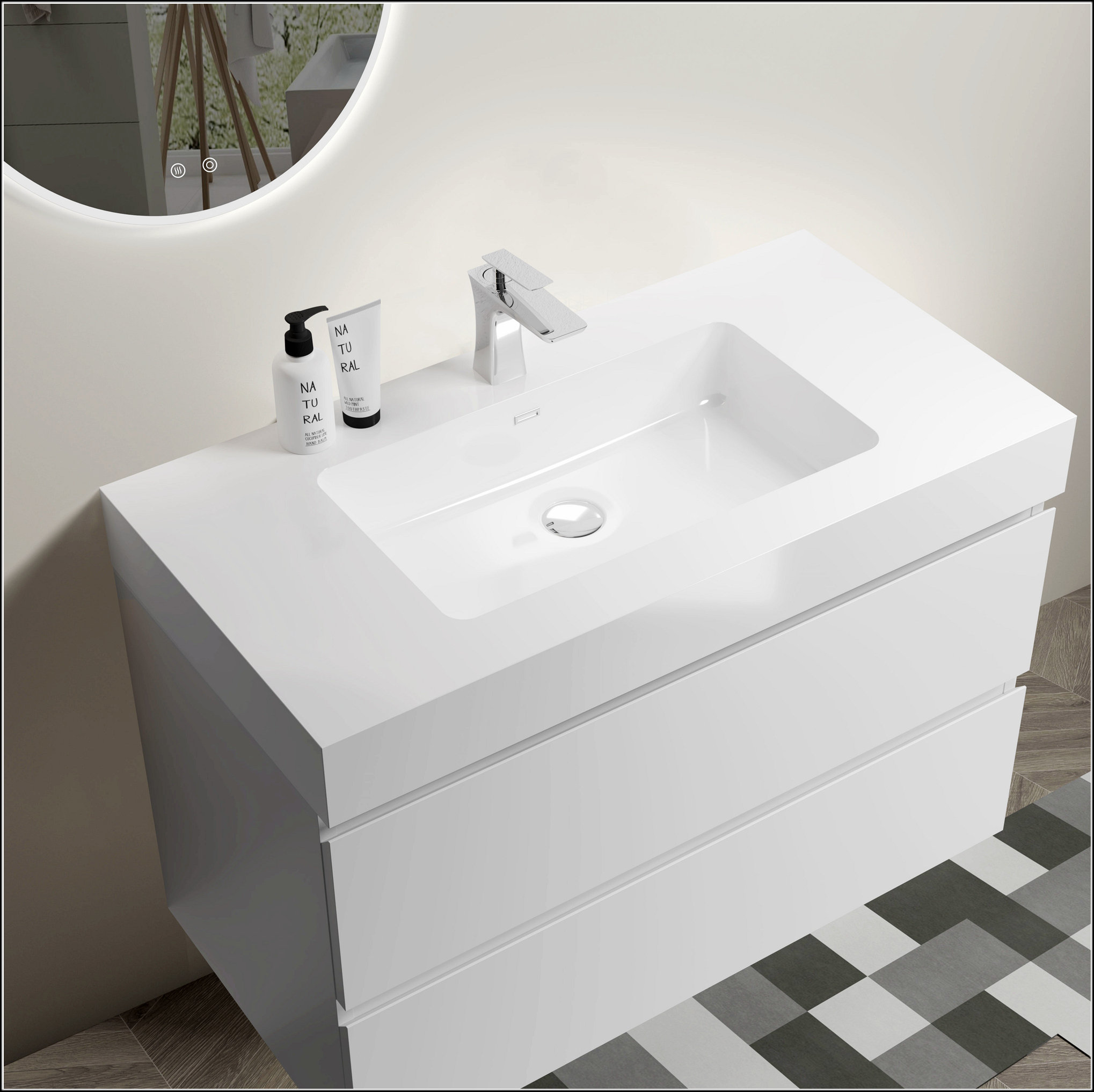 Ebern Designs Large Storage Wall Mounted Floating Bathroom Vanity , One ...