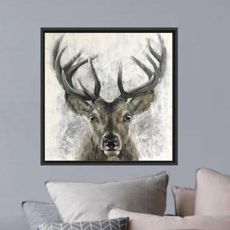 Affiche de toile grand cerf minimaliste, parfaite pour une décoration murale de ferme ou un cadeau de demoiselle d'honneur