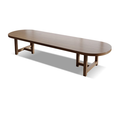 Table de conférence ovale en bois massif noyer