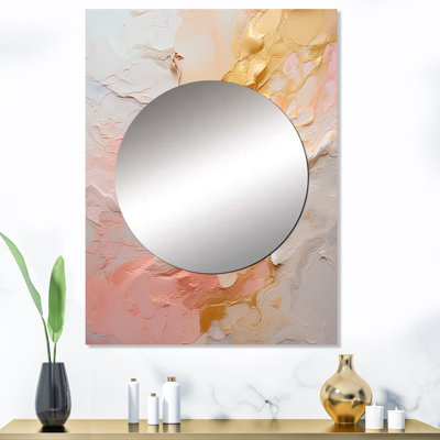 Farnbaugh, peinture dorée et rose Fusion I - miroir de peinture abstraite, miroir mural unique beige, impression d'art en métal