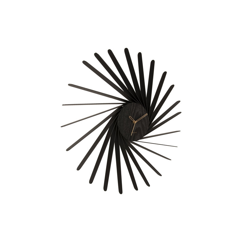Wood Wall Clock, Black/Gold