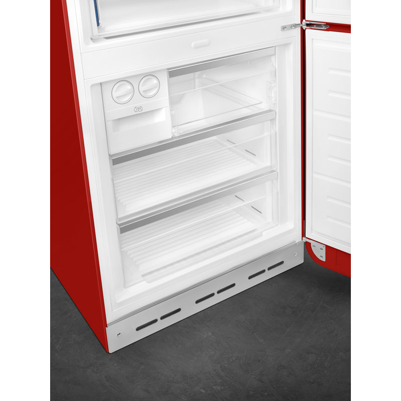 SMEG 27.8" Bottom Freezer 16.26 cu. ft. Energy Star Refrigerator, Red, Left Handed