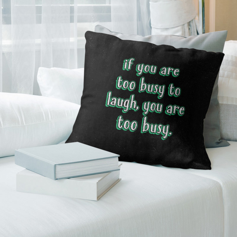 Coussin «Make Time For Laughter», 14 po x 14 po, Vert