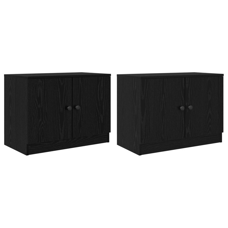 66cm W Composite Bedside Table, Black Oak
