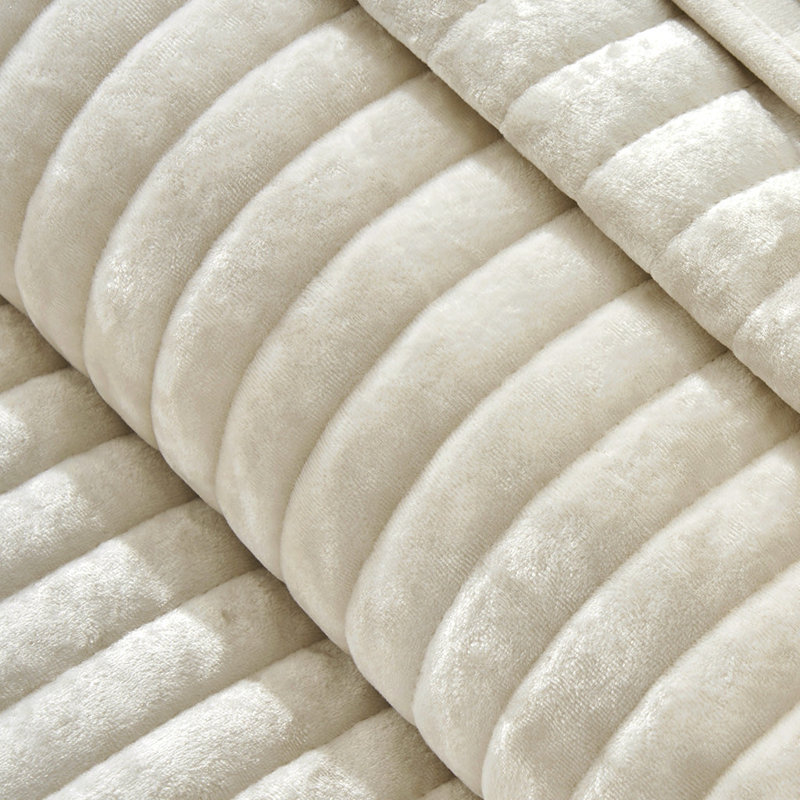 Luxe Velvet Channel Quilt Set, California King, Beige