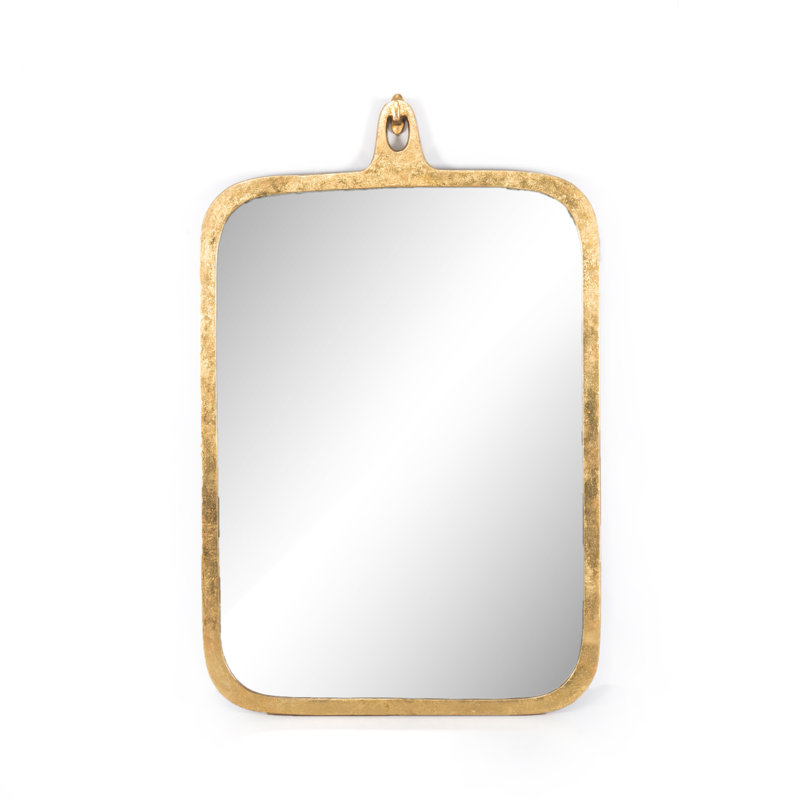 Gold Leaf Rectangular Wall Mirror with Hook