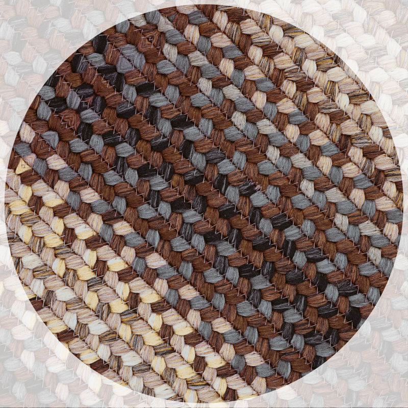  Braided Rug Washable Indoor/Outdoor Black/Brown/Tan/Gray Rug, Oval 4' x 6'