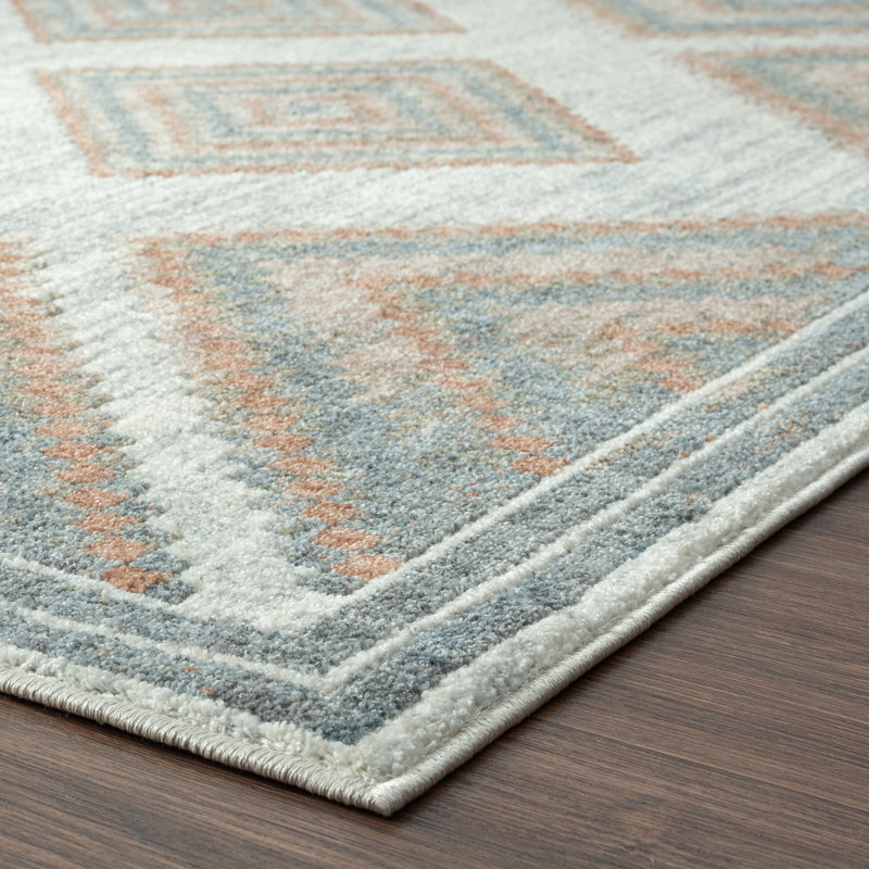 Ambach Geometric Red/Blue/Green Area Rug, Rectangle 4' x 5'
