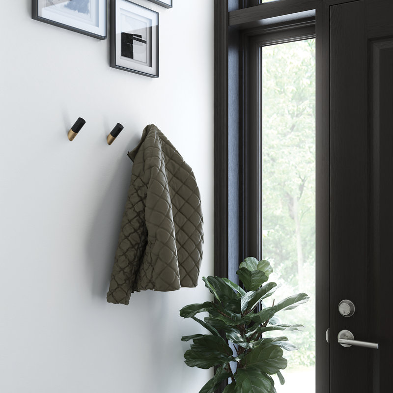 Keniyah Solid Wood Wall Wall Hook, Champagne Bronze/Black
