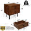  Table de chevet en bois massif à 2 tiroirs Savana Mid-Century avec pieds en métal, outils d'assemblage inclus-75012720