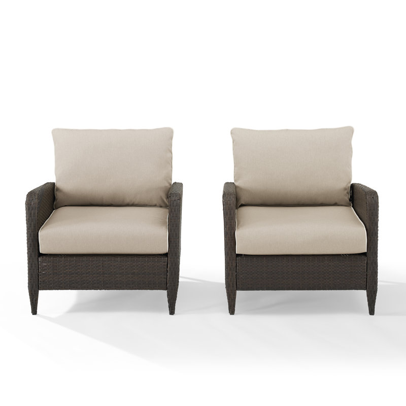 Mosca Wicker - Person Patio Conversation Sets with Cushions, Beige