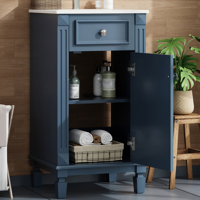 Meuble-lavabo autoportant avec lavabo et tablette réglable, Bleu