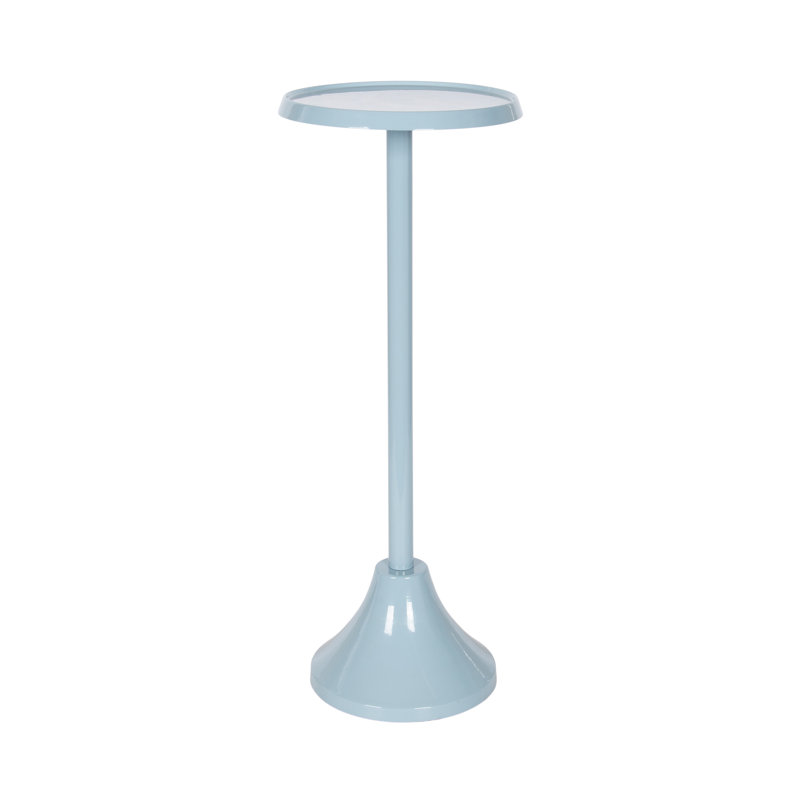 Sanzo Round Metal Pedestal Drink Table, Blue