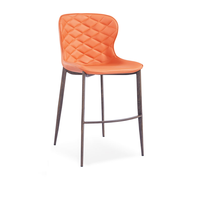 Tabouret de bar et de comptoir Albert, Orange, Placage de bois, Tabouret de comptoir (siège d'une hauteur de 24 p