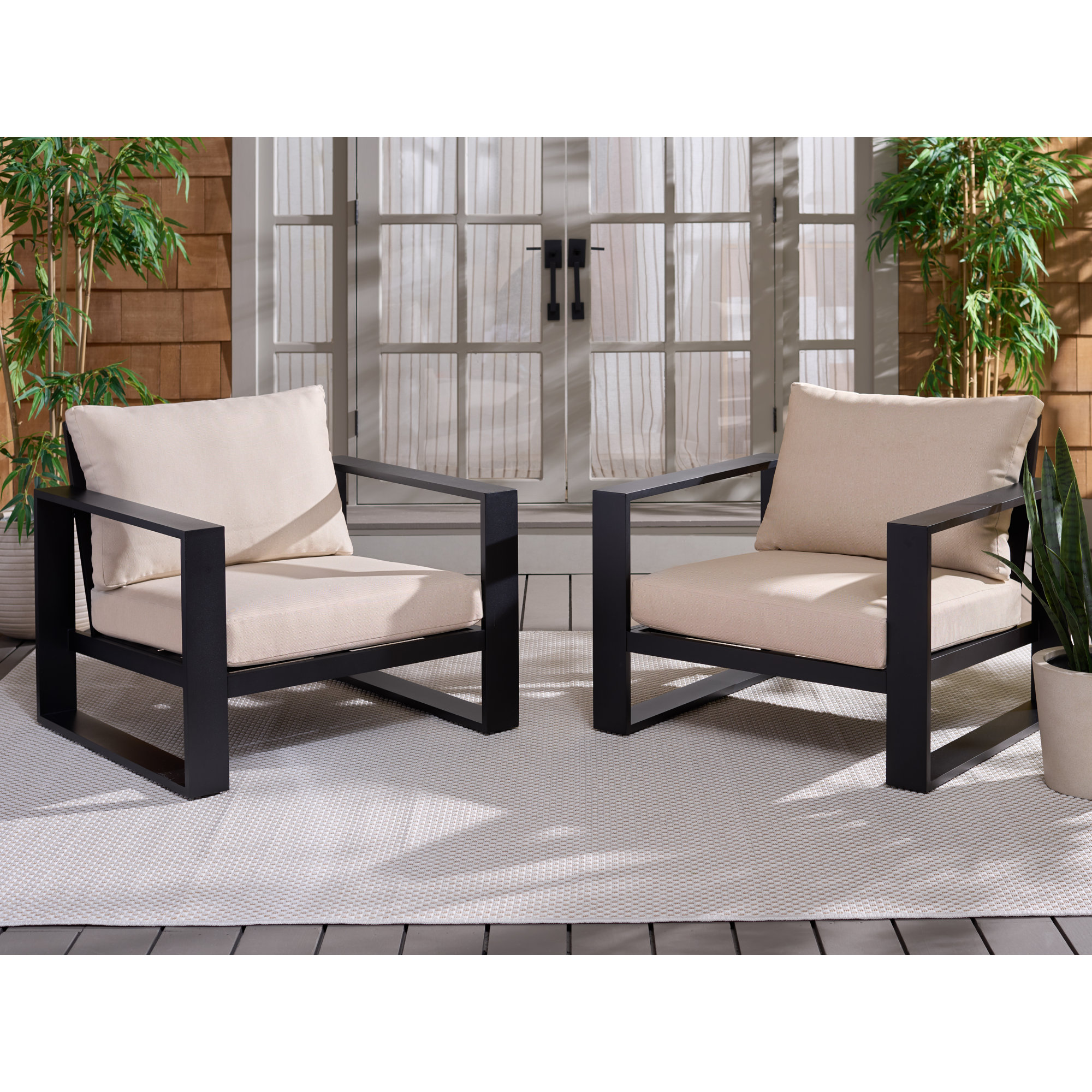Dwyer Aluminum Outdoor Lounge Chairs, Black