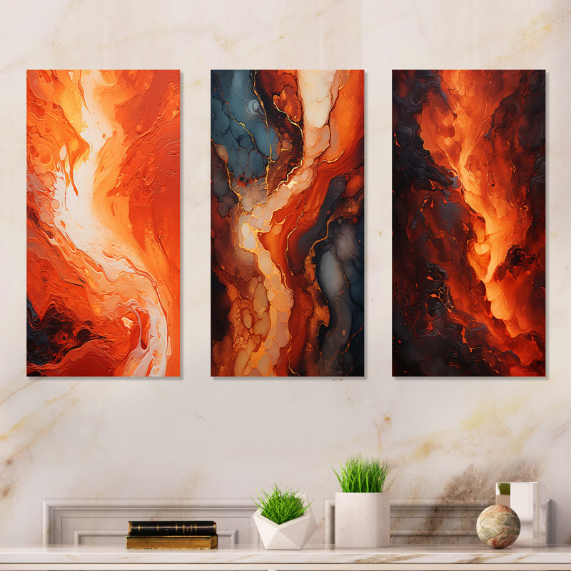 Muse en fusion flamme ardente, H 28 po x l 36 po, Toile tendue