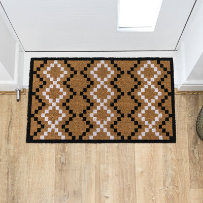 Latex Backed Eco-Friendly Coir Doormat Diamond Pixel - 45x75cm approx. - Natural