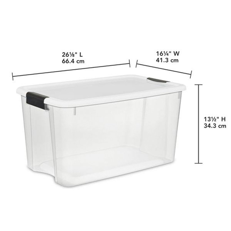 Sterilite 16 Quart Basic Clear Storage Box with White Lid (Pack of 2)